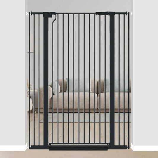 51.18" Extra Tall Pet Gate for Cats Dogs-29.6"-40.5" Extra Wide Baby Cat Gate for Stairs and Doorways-1.37" Ultra Narrow Spacing Dog Gate Dog Door with One-Handed Operation(29.6"-40.5")
