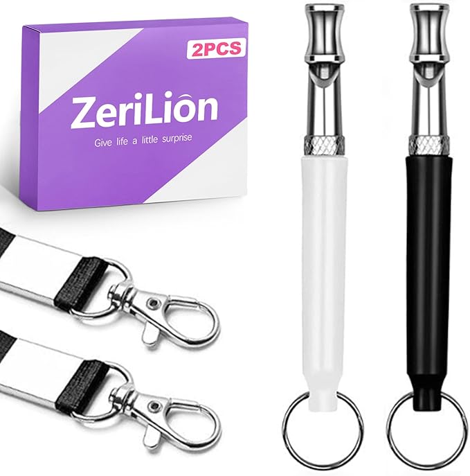 2 Pack Dog Whistle for Barking Control & Recall Training - Adjustable Ultrasonic Silent Whistle with Lanyard for All Dogs, Professional Pet Whistle Neighbor Dog Solution & Deaf Pet Aid