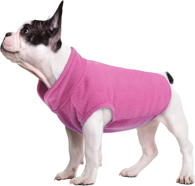 FUAMEY Dog Fleece Vest for Large Dogs,Warm Stretchy Dog Sweatshirts Pullover with Leash Hole Dogs Sweater Soft Pet Turtleneck Cozy Pet Vest Lightweight Sleeveless Pink L