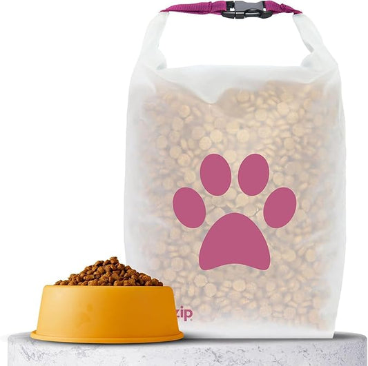 (re)zip Large Roll Top Pet Food Storage Bag 40-Cup, BPA-Free, Food-Grade, Pet-Safe, Freshness Seal for Camping, Travel & Daily Use, Machine Washable, Magenta