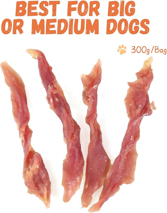 Duck Jerky Dog Treats, Natural Healthy Duck Twisted Strips with 1% Taurine, High Protain Low Fat Dog Training Rewards Treats for Small Medium Large Breeds, 10.6oz