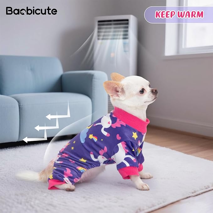 Dog Pajamas Soft Lightweight Dog Onesies Outfit Clothes for Small Medium Large Puppy Pjs for Pet Boys Girls Dogs Cats (XL (Back: 16",Chest: 20.8", Neck: 12"), Purple Unicorn)