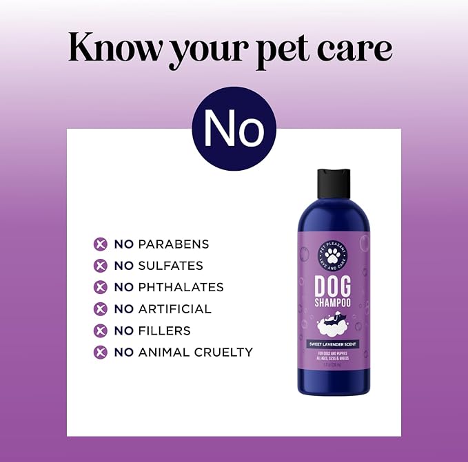 Soothing Oatmeal Shampoo for Dogs - Cleansing and Moisturizing Aloe & Oatmeal Dog Shampoo for Smelly Dogs of all Ages & Breeds - Gentle Sulfate and Paraben Free Dog Wash Made in USA (Lavender Vanilla)