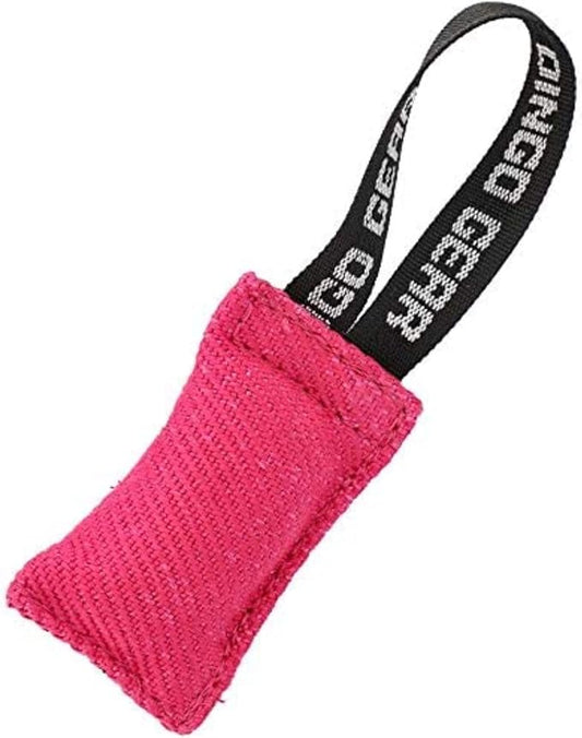 Dingo Gear French Linen tug Toy for Dog, Dog Bumper for Training, Agility, tug of war, Dog bite Pillow for Strong Dog, 1handle 4" Pink S00306