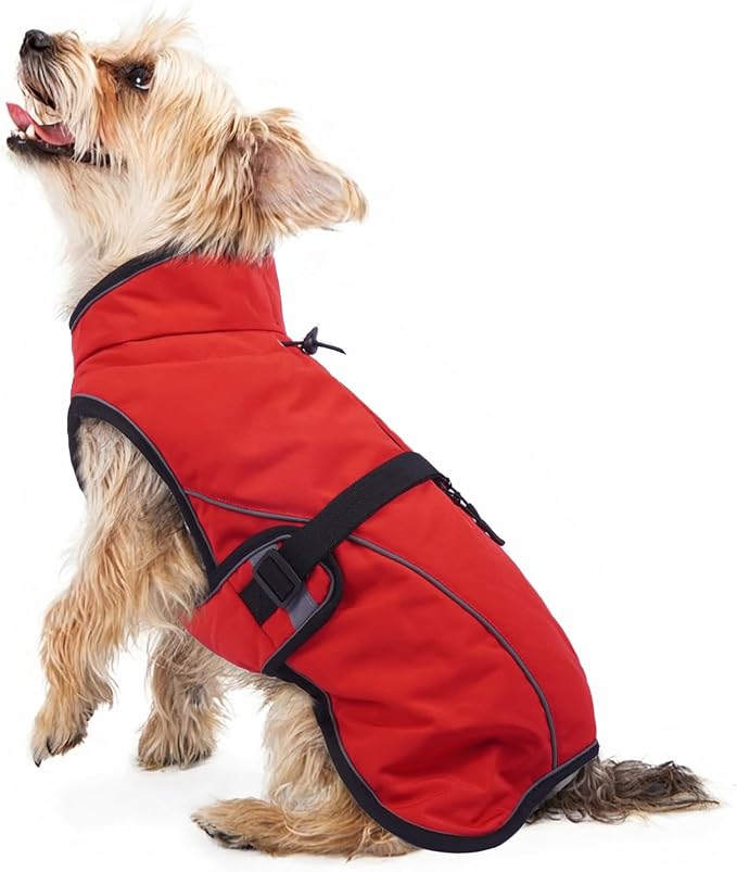 Warm Dog Coat for Winter,Waterproof Jacket with Zipper,Detachable Dog Coat with Adjustable Buckle,Comfortable Jacket for Dogs in Cold and Windy Days.XS Red