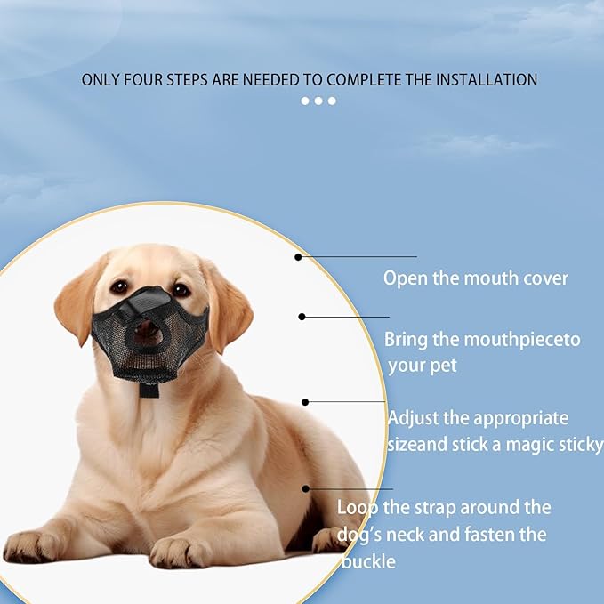 Soft Mesh Dog Muzzle for Anti-Scavenging & Grooming - Breathable Basket Muzzle for Walking & Vet Visits - Comfortable Adjustable Fit for Medium Dogs