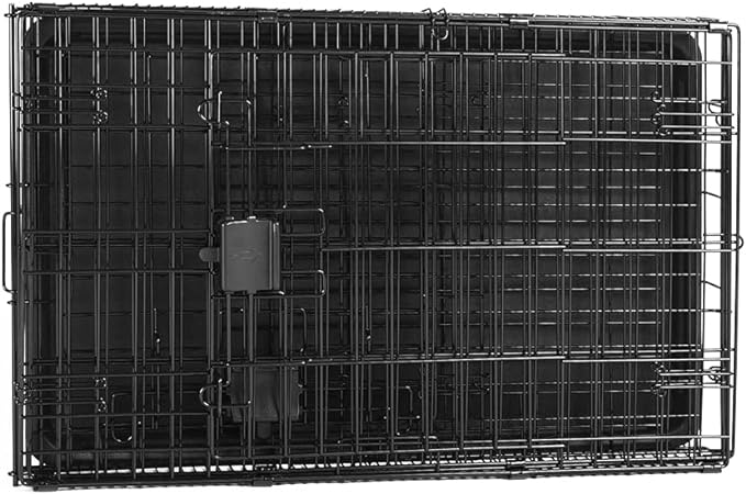 Amazon Basics Durable,Foldable Metal Wire Dog Crate with Tray, Double Door, 30 x 19 x 21 in, Black