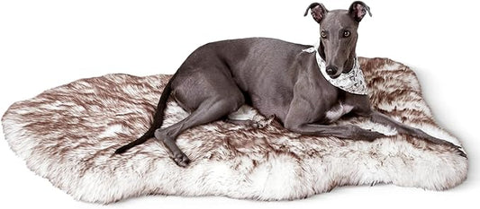 50"×30"×3" Luxury Fluffy Faux Fur Dog Bed, Ultra Soft Plush Pet Rug, Washable Cozy Pad with Non-Slip Bottom, Supportive & Warm Sleeping Mat for Medium & Large Dogs, Joint-Friendly Pet Bed