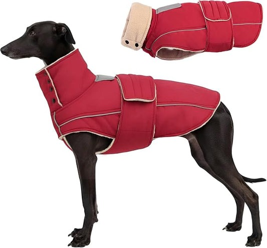 ASENKU Dog Coat & Winter Jacket, Warm Dog Coat for Large Dogs with Reflective, Turtleneck with Button, Waterproof Cold Weather Coats (Dark Red, XL)