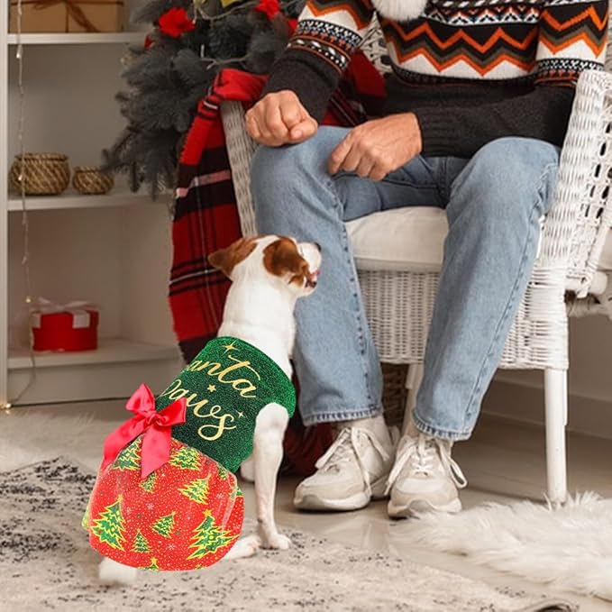 Funny Puppy Dress with Bow - Dog Dresses & Costumes for Small & Large Dogs - Pumpkin Witch Bat Pet Costume for Halloween & Christmas