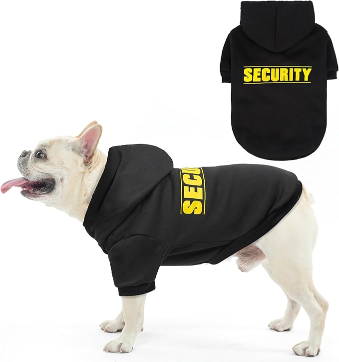 SCENEREAL Security Hoodie Sweaters for Small Medium Large Dogs, Halloween Costume Brushed Fleece Clothes With Hat, Soft Warm Winter Coat With Leash Hole for All Weather, M
