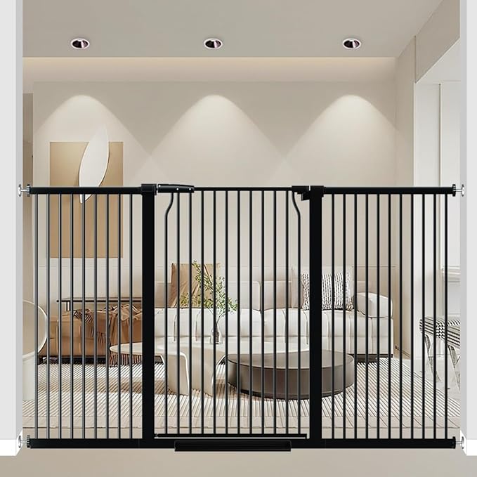 40.55" Extra Tall and Wide Baby & Dog Gate, 68.6-71.2 in, Pressure Mounted, Black