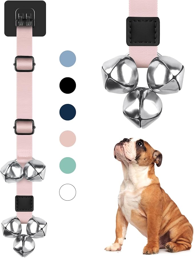 Dog Bells to Go Outside Dog Door Bell Premium Quality Buckle Adjustable Dog Bell Dog Attached to doorknob or Anywhere Near The Door, Length and Height Adjustable
