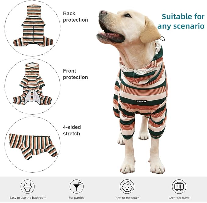 Dog Pajamas for Large Dogs,Extra Large Stretch, Suitable for Adult, Medium-Sized Dogs, Large Pet Jumpsuit Four-Legged Dog Clothes, Pet Clothing. (Yellow-Black Bar, 6XL)