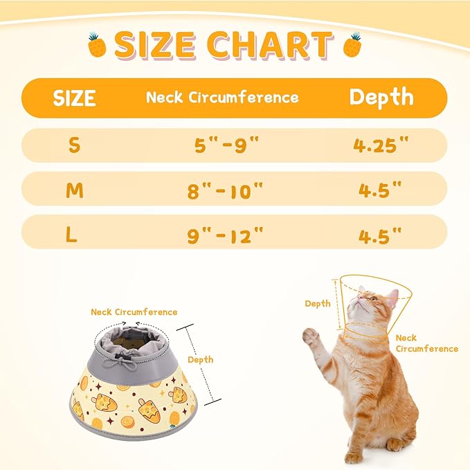 Cat Cone Collar Soft to Stop Licking, Adjustable, Foldable Lightweight Kitten Cones After Surgery Recovery for Cats & Kittens, Cat Cone Alternative (Yellow, S)