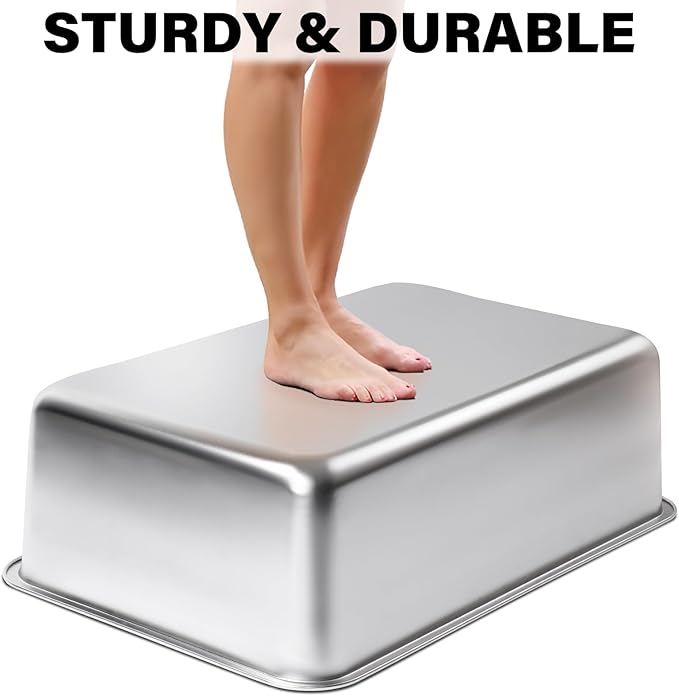 Stainless Steel Litter Box, 23.6x15.8x8 Inch(Deep) Stainless Steel Cat Litterbox XXL with High Sides, Non Stick No Smell Easy Clean Jumbo Metal Litter Boxes for Big/Fat Kitty