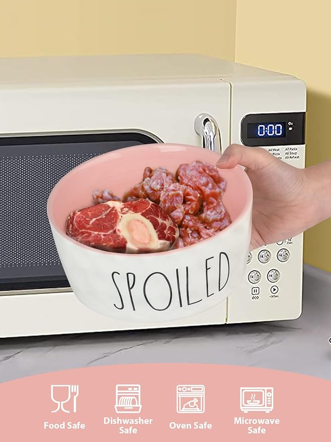 70OZ Ceramic Dog Bowl - 8'' Extra Large Food Water, Heavy Duty Non-Slip Dog Dish for Medium and Large Dogs, Food Grade Porcelain Pet Feeder Bowl, Microwave & Dishwasher Safe, Pink