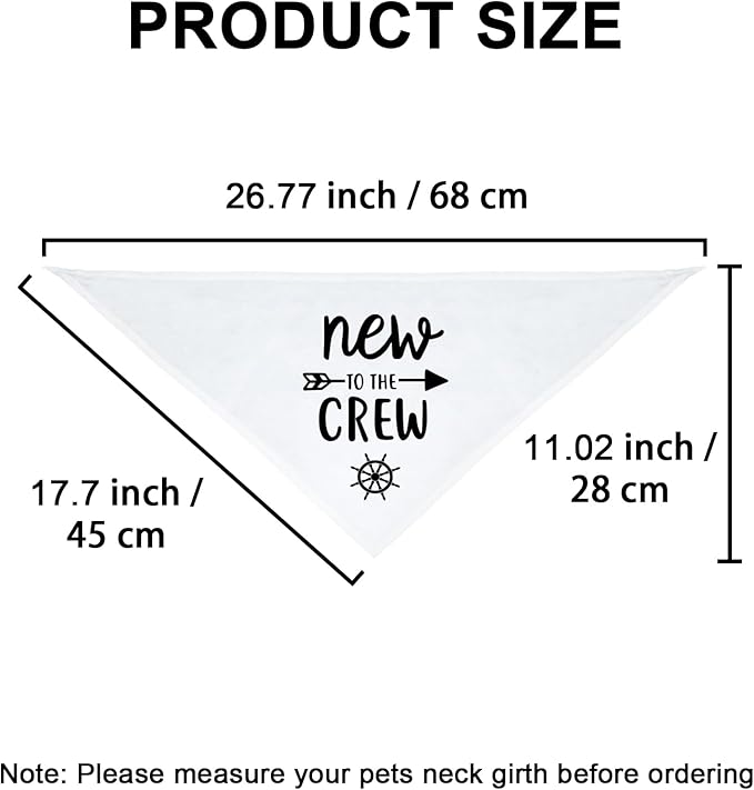 New to The Crew Dog Bandana New Puppy Announcement Gender Reveal Gift for New Owners Puppy Bandana Dog Owner Gifts Soft Triangle Bibs Scarf Accessories for Small Medium Dogs Pets (White)