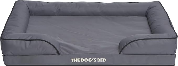 The Dog’s Bed, Orthopedic Standard Foam Waterproof Dog Bed with Standard Support, XL Grey with Black Trim, Waterproof, Supportive Dog Bed with Replaceable Covers