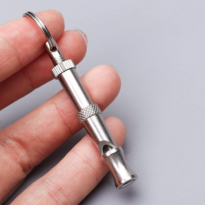 Silver Adjustable Ultrasonic Dog Whistle,Portable Whistle Pet Whistle Supersonic Whistle Dog Whistles for Pet Training，Training and Behavior Aids，Dog Whistles