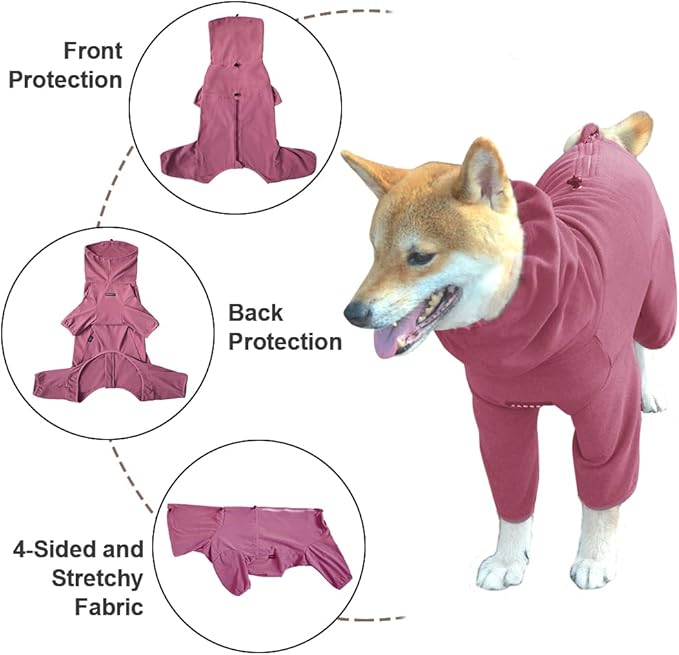 Dog Pajamas for Large Dogs,Extra Large Stretch, Suitable for Adult, Medium-Sized Dogs, Large Pet Jumpsuit Four-Legged Dog Clothes, Pet Clothing. (Red Color, 3XL-Suitable for 25-40lb)