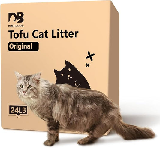 Cat Litter 24LB/4 Packs Dust-Free Clumping Tofu Cat Litter Quickly Absorb Odors Toilet Can Flush Into The Toilet Pure Natural tofu cat Litter (Original Flavor)