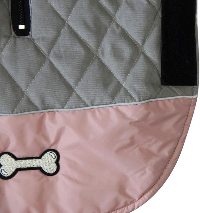 Reversible Dog Coats for Large Dogs Waterproof Warm Dog Jacket for Cold Winter,Pink and Grey XL