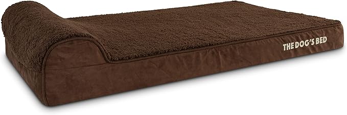 The Dog’s Bed Orthopedic Headrest Dog Bed XL Brown Plush, Memory Foam, Pain Relief for Arthritis, Hip & Elbow Dysplasia, Post Surgery, Lameness, Waterproof Washable Cover