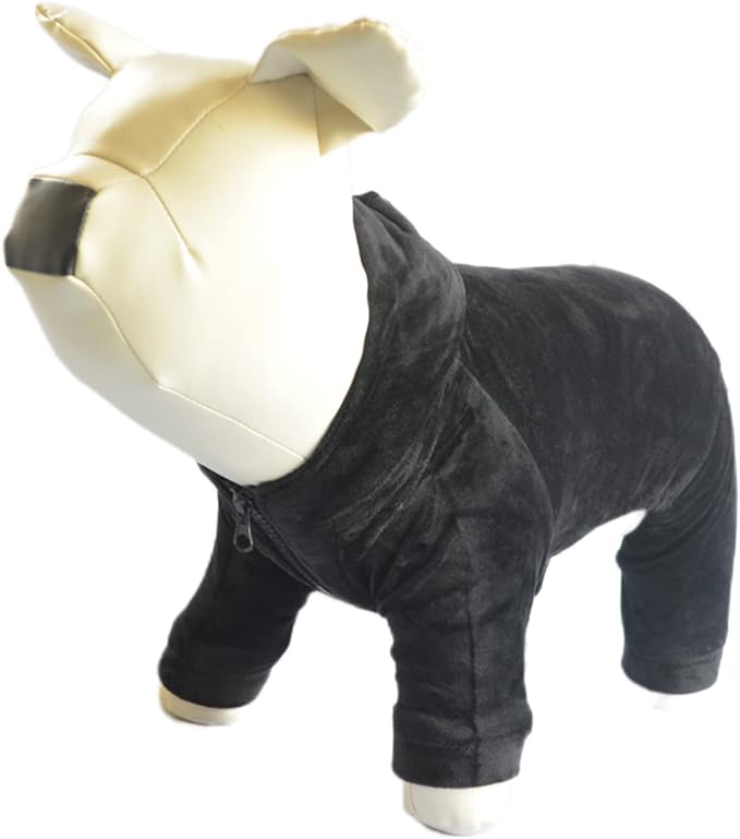 Dog Pajamas Pet Jumpsuits PJS for All Seasons, Velvet Dog Hoodies 4 Legs Four Feet Dog Onesies Stylish PJS Puppy Costume Cotton Liner Warm Pet Clothes for Small Medium Large Dogs Black M