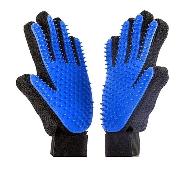 Dog Grooming Gloves for Cats and Dogs, Soft Rubber Pet Grooming Gloves with Comfortable Handle for Cleaning Dirty Paws, Dirty Dog Brushing Gloves for Cats and Dogs, 1 Pair Blue