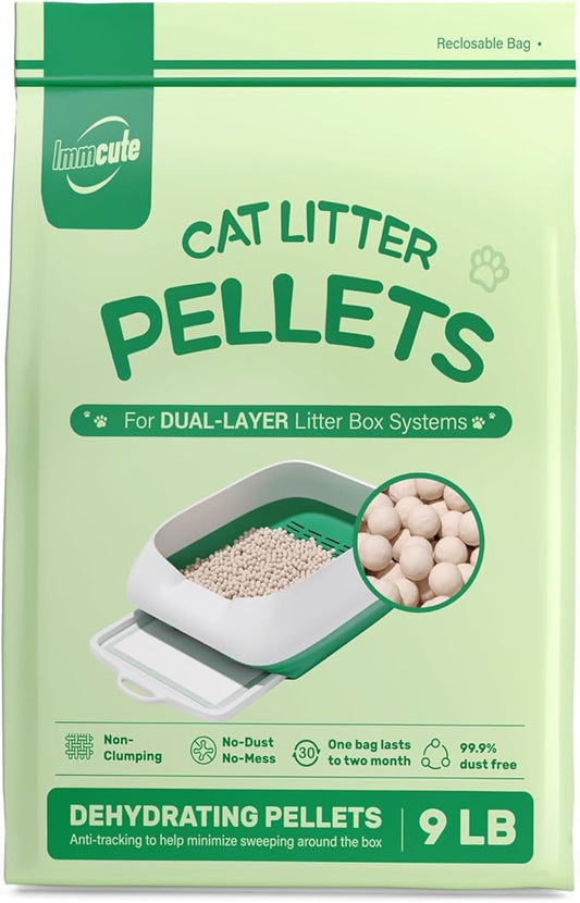 Cat Litter Pellets 9 lbs, Generic Litter Pellets Refills Exclusively for Dual-Layer Litter Box Systems, Dehydrating, Zeolite, Long-Lasting Odor Control Non-climping, Not Low-Tracking