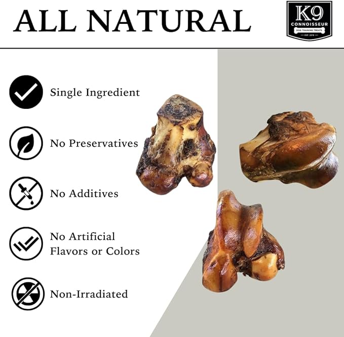 K9 Connoisseur Single Ingredient Dog Bones Made in USA for Large Breed Aggressive Chewers All Natural Long Lasting Meaty Mammoth Marrow Filled Knuckle Bone 3 Pack