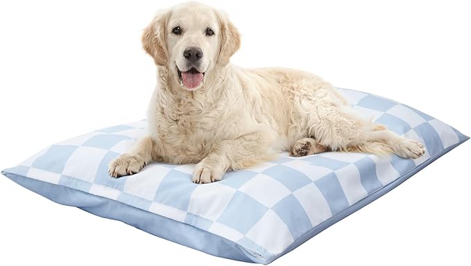 Large Dog Bed with Removable Washable Cover for Large Dogs Deluxe Plush Dog Crate Beds Comfy Kennel Pad Waterproof Lining and Blue Gel Memory Foam Memory Foam（Blue 40.2 * 30 * 4in）