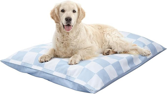 Large Dog Bed with Removable Washable Cover for Large Dogs Deluxe Plush Dog Crate Beds Comfy Kennel Pad Waterproof Lining and Blue Gel Memory Foam Memory Foam（Blue 40.2 * 30 * 4in）