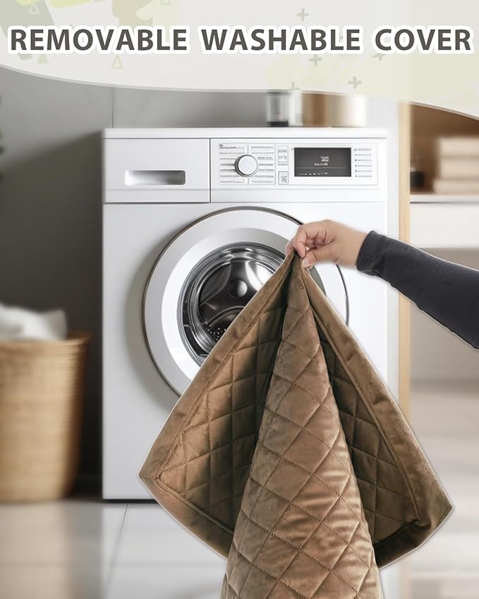 Orthopedic XL Dog Beds Large Sized Waterproof with Removable Washable Cover and Non-Slip Bottom, Quilting Dog Bed for Crate, 41x27 Inch, Brown