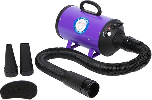 Flying Pig High Velocity Dog Pet Grooming Dryer w/Heater (Model: Flying One, Purple)