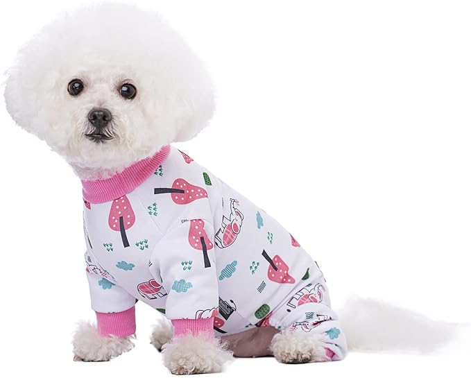 White Puppy Christmas Dog Clothes Pajamas for Small Medium Dogs Girl Boy,Funny Pet Cat Dog Shirts Costume Sweaters Pjs Onesie Shirt,Doggie Onesies Cat Pet Outfit Frenchie Clothes
