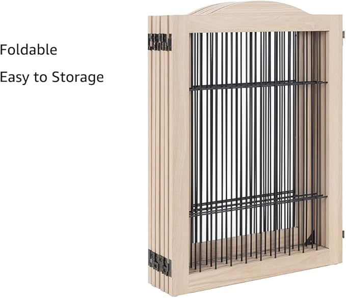 unipaws 132" Extra Wide Dog Gate and Pet Playpen, Free Standing Tall Fence with Walk Through Door, Barriers for Home, Use as Indoor Dogs Cats Pen, Rabbit Pen, Nature