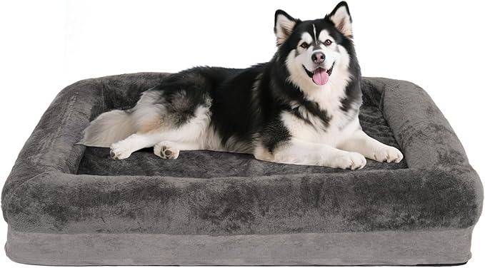 Dog Bed Medium to Large Dogs - Waterproof Couch with Removable Washable Cover and Egg Crate Foam Comfort Cage Beds Zipper Non-Slip Bottom Pad Bite-Proof