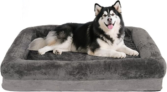 Dog Bed Medium to Large Dogs - Waterproof Couch with Removable Washable Cover and Egg Crate Foam Comfort Cage Beds Zipper Non-Slip Bottom Pad Bite-Proof