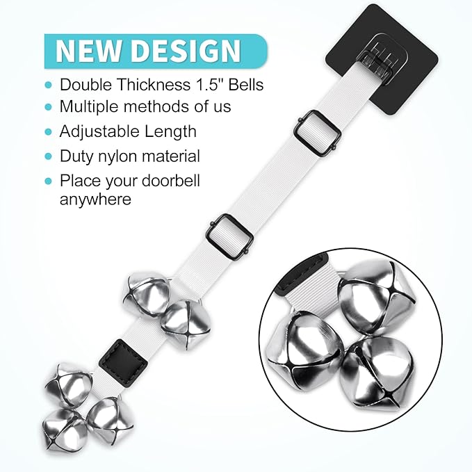 COOYOO Dog Doorbells, Adjustable Potty Training Dog Bells, Upgraded for Training Your Puppy The Easy Way, Premium Quality Housetraining Hanging Bell-5 Extra Large Loud 1.5 DoorBells