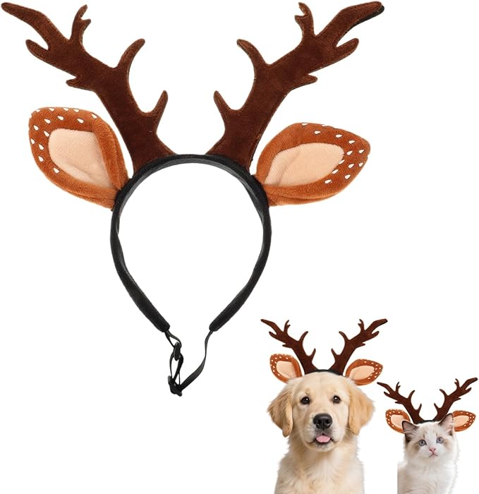 Christmas Halloween Pet Headband for Dog Cat Pet Elastic Band Adjustable,Costume Accessory for Cats and Kittens Comfortable Non-deformable for Holiday Season and Photography - Size L