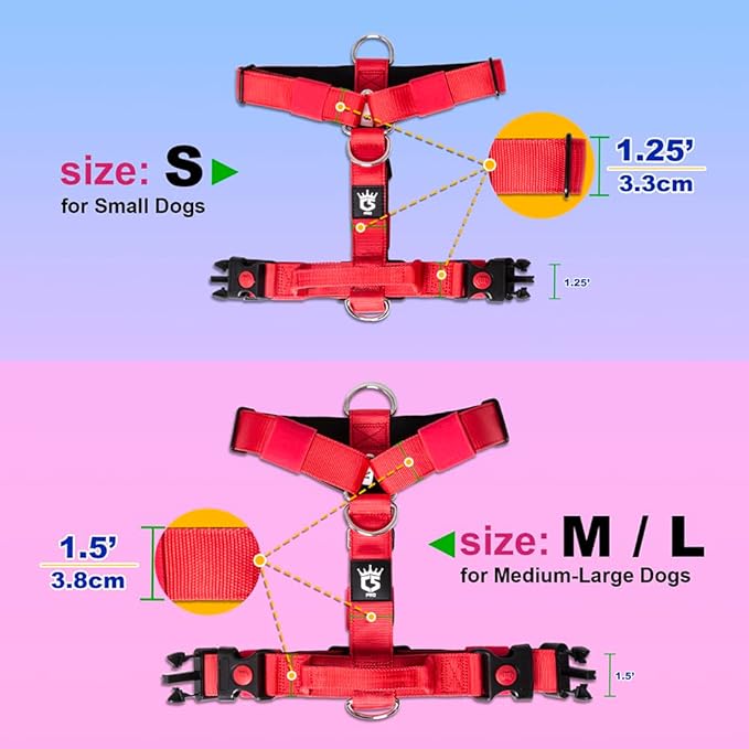 TSPRO Premium Heavy Duty Dog Harness, Adjustable Tactical Dog Harness for Large Dogs with Quick-Release Buckle and Comfortable Soft Handle for Outdoor Walking and Running (Red M)