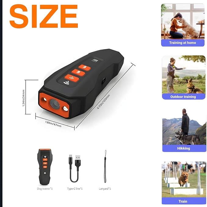 2025 Upgraded Ultrasonic Dog Bark Deterrent – Anti Barking Device for Dogs, No Shock Dog Trainer with 3 Modes & LED Light, Whistle Alternative, Behavior Correction, Portable for Indoor & Outdoor