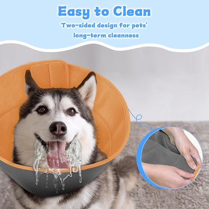 Dog Cone Soft Recovery Collars & Cones After Surgery for Medium Large Dogs, Comfy Ecollars to Stop Licking, Adjustable, Dog Ecollars for Recovery Fabric: Soft Comfort, Ecollars of Shame Alternatives