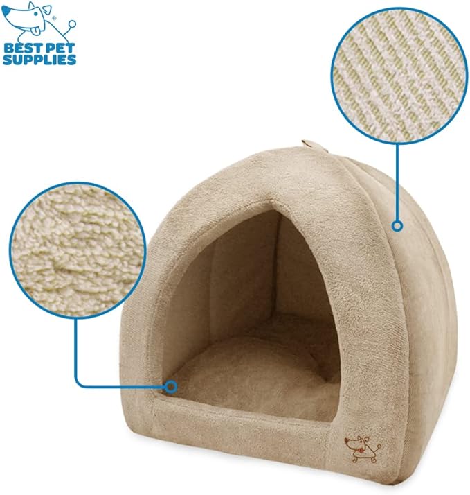 Pet Tent-Soft Bed for Dog and Cat by Best Pet Supplies - Tan, 18" x 18" x H:16"