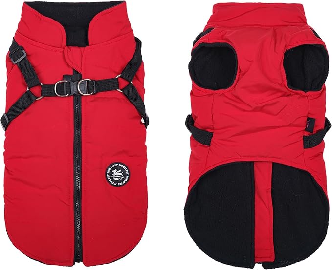 Norbi Dog Coat - Winter Jacket with Built-in Harness, Adjustable Warm Coats for Small, Medium & Large Dogs, Perfect for Cold Weather