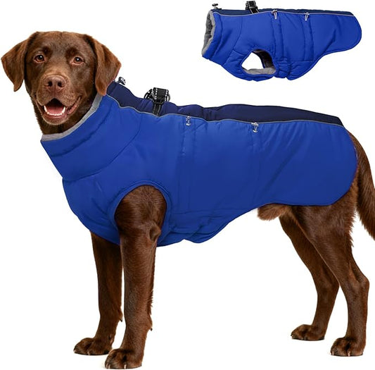 Winter Dog Coat - Zip Up Snowsuit Jacket, Reflective & Water-Resistant, Large (3X), Royal-Blue