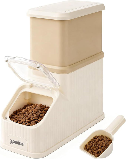 15lbs Dog Food Storage Container - First-in, First-out Easy Dispense Base for Freshness, Cat Food Storage Containers with Transparent Lid and Scoop