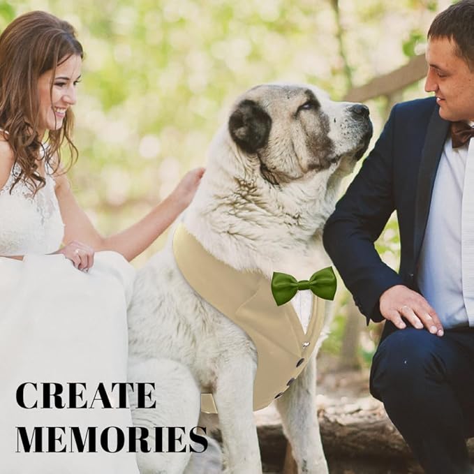 AVERYDAY Dog Tuxedo for Wedding Outfit, Dog Suit and Tie Costumes for Birthday, Halloween, Cosplay, Christmas Party, Pet Formal Wear with Bowtie, Tux for Medium Large Dogs, Bulldog, Labrador, Husky